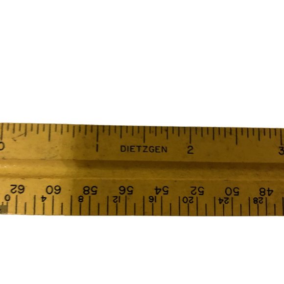 Vintage Dietzgen 3-Sided Engineer Wooden Ruler Used 31626 Architect Drafting - Picture 12 of 16